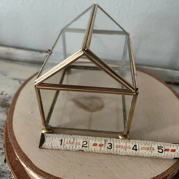 Vintage DISPLAY CASE BOX GLASS & BRASS KeepSake Curio Terrarium Hinge Lid Footed - Picture 8 of 9